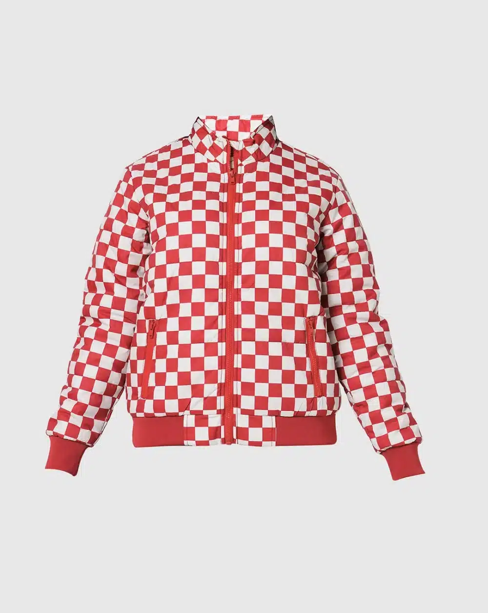 Red & White Check Puffer Jacket - Image 6