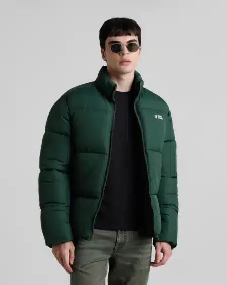 Green High Neck Puffer Jacket