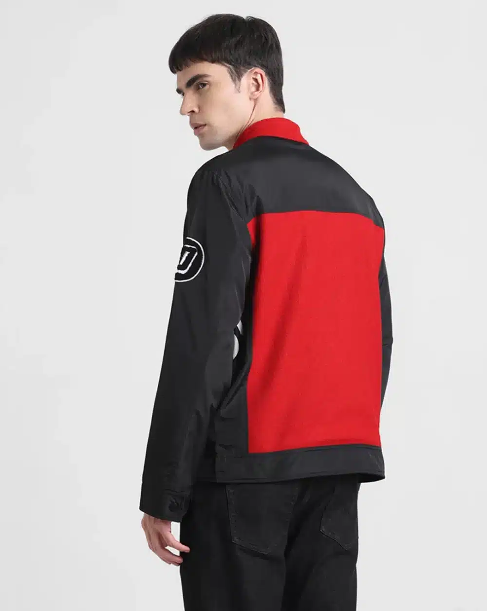 Black Applique Patchwork Racer Jacket - Image 3