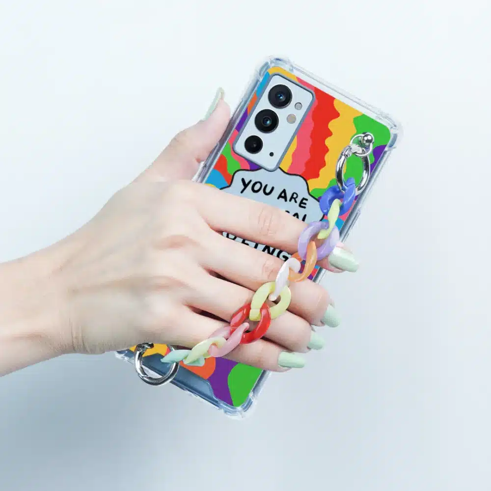 Self Inspiring Colorful Case With Chain Bracelet- OnePlus