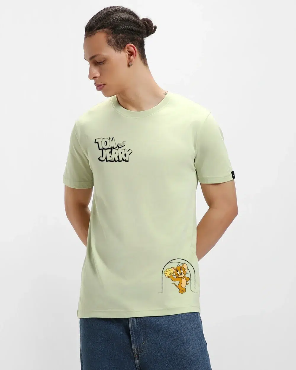 Green Cheese Print Graphic Men T-shirt