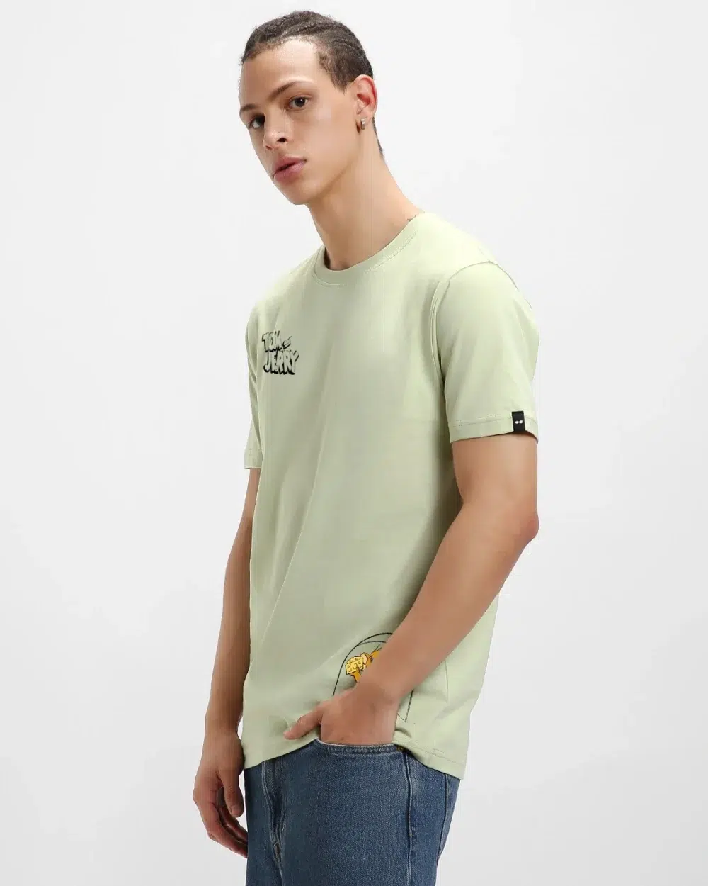 Green Cheese Print Graphic Men T-shirt - Image 2