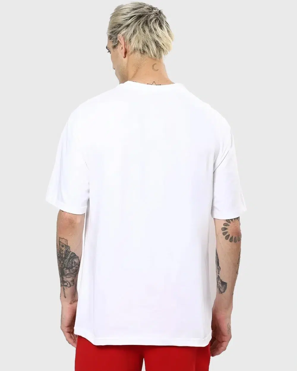 Men’s White Wander Geometry Print Oversized Tee - Image 2